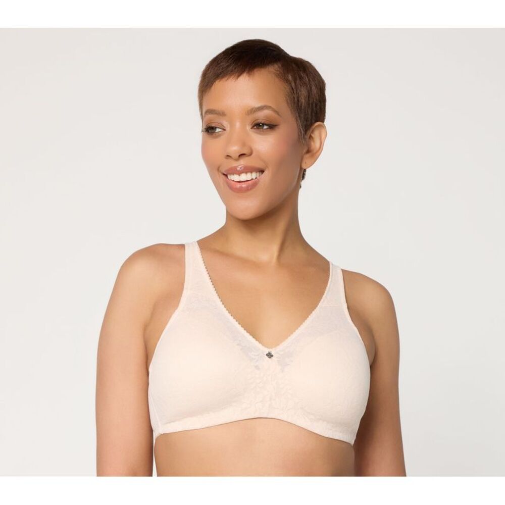 Breezies Women's Bra Sz 38D Whisper Lace Wirefree Contour DARK BEIGE